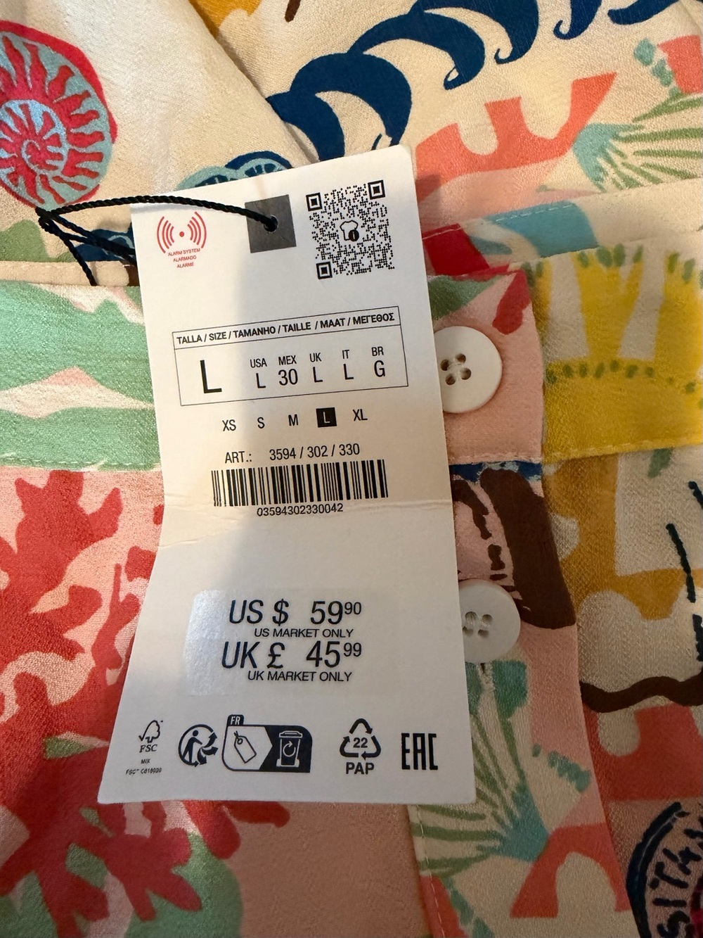 NWT ZARA Patchwork Print Summer Beach Seashell Cottage European Skirt Large - Picture 8 of 9